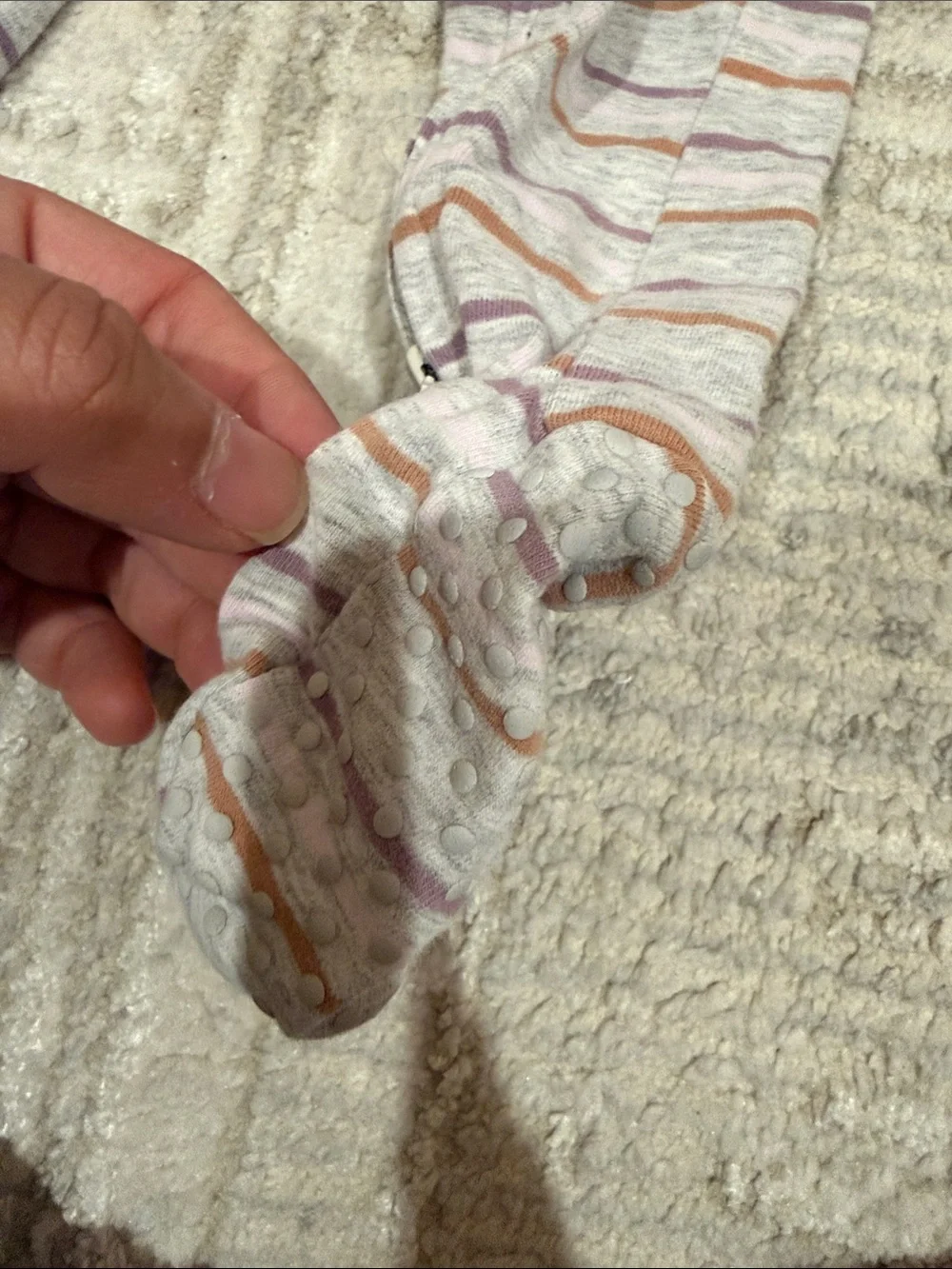 Cotton On Striped Grey and Purple Kids One-Piece Sleeper